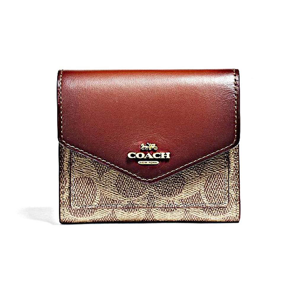 coach small wallet in colorblock signature canvas